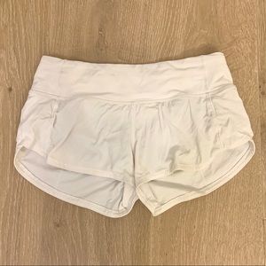 white lululemon speed up shorts
